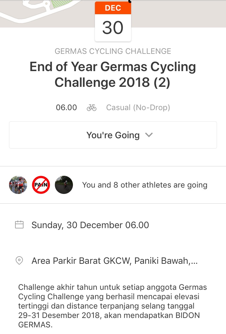 Germas Bersepeda Melaksanakan End of Year Germas Cycling Challenge 2018